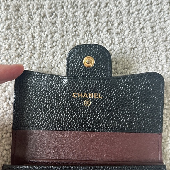 NWT Chanel Caviar Classic Compact Tri Fold Wallet (Black) - Picture 5 of 16